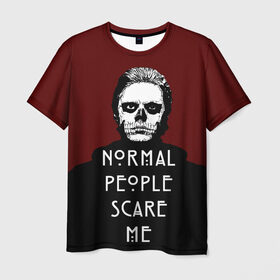 Мужская футболка 3D с принтом Normal people scare me в Новосибирске, 100% полиэфир | прямой крой, круглый вырез горловины, длина до линии бедер | Тематика изображения на принте: american | horror | langdon | story | tate | американская | история | люди | нормальные | ужасов