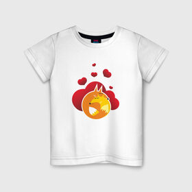 Детская футболка хлопок с принтом Влюбленные лисы в Новосибирске, 100% хлопок | круглый вырез горловины, полуприлегающий силуэт, длина до линии бедер | Тематика изображения на принте: 