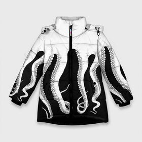 Зимняя куртка для девочек 3D с принтом Octopus в Новосибирске, ткань верха — 100% полиэстер; подклад — 100% полиэстер, утеплитель — 100% полиэстер. | длина ниже бедра, удлиненная спинка, воротник стойка и отстегивающийся капюшон. Есть боковые карманы с листочкой на кнопках, утяжки по низу изделия и внутренний карман на молнии. 

Предусмотрены светоотражающий принт на спинке, радужный светоотражающий элемент на пуллере молнии и на резинке для утяжки. | octopus