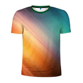 Мужская футболка 3D спортивная с принтом Стильный окрас в Новосибирске, 100% полиэстер с улучшенными характеристиками | приталенный силуэт, круглая горловина, широкие плечи, сужается к линии бедра | градиент | полосы | разноцветный
