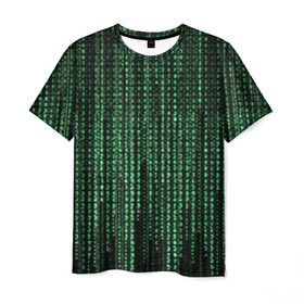 Мужская футболка 3D с принтом Матрица в Новосибирске, 100% полиэфир | прямой крой, круглый вырез горловины, длина до линии бедер | атака | буквы | виртуальный мир | вирус | гаджет | девайс | иероглифы | интернет | компьютер | матрица | паутина | программист | сеть | символы | софт | хакер | цифры