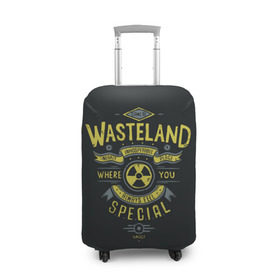 Чехол для чемодана 3D с принтом Come to Wasteland в Новосибирске, 86% полиэфир, 14% спандекс | двустороннее нанесение принта, прорези для ручек и колес | Тематика изображения на принте: atom | bomb | boy | fallout | radioactive | vault | wasteland | атом | бой | бомба | волт | мальчик | радиация | фоллаут | ядерная
