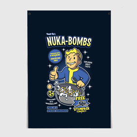 Постер с принтом Nuka Bombs в Новосибирске, 100% бумага
 | бумага, плотность 150 мг. Матовая, но за счет высокого коэффициента гладкости имеет небольшой блеск и дает на свету блики, но в отличии от глянцевой бумаги не покрыта лаком | atom | bomb | boy | fallout | radioactive | vault | wasteland | атом | бой | бомба | волт | мальчик | радиация | фоллаут | ядерная