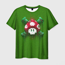 Мужская футболка 3D с принтом Mario Mushroom в Новосибирске, 100% полиэфир | прямой крой, круглый вырез горловины, длина до линии бедер | 8 bit | 8 бит | nintendo | гриб | нинтендо