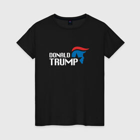 Женская футболка хлопок с принтом Donald Trump logo в Новосибирске, 100% хлопок | прямой крой, круглый вырез горловины, длина до линии бедер, слегка спущенное плечо | дональд | трамп