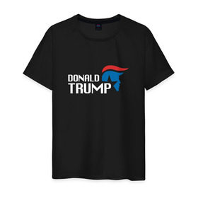 Мужская футболка хлопок с принтом Donald Trump logo в Новосибирске, 100% хлопок | прямой крой, круглый вырез горловины, длина до линии бедер, слегка спущенное плечо. | дональд | трамп