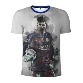 Мужская футболка 3D спортивная с принтом Lionel Messi в Новосибирске, 100% полиэстер с улучшенными характеристиками | приталенный силуэт, круглая горловина, широкие плечи, сужается к линии бедра | лионель | месси