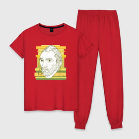 Женская пижама хлопок с принтом Ван Гог в Новосибирске, 100% хлопок | брюки и футболка прямого кроя, без карманов, на брюках мягкая резинка на поясе и по низу штанин | ван гог | геометрия | глаз | знаенитость | лайнворк | мода | рисунок | тату | художник