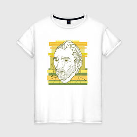 Женская футболка хлопок с принтом Ван Гог в Новосибирске, 100% хлопок | прямой крой, круглый вырез горловины, длина до линии бедер, слегка спущенное плечо | ван гог | геометрия | глаз | знаенитость | лайнворк | мода | рисунок | тату | художник