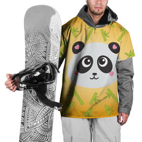 Накидка на куртку 3D с принтом Панда с бамбуком в Новосибирске, 100% полиэстер |  | бамбук | оранжевый | панда