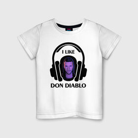 Детская футболка хлопок с принтом I like Don Diablo в Новосибирске, 100% хлопок | круглый вырез горловины, полуприлегающий силуэт, длина до линии бедер | beatport | club | dj | don diablo | edm | electro | house | musical freedom | production | radio | retro style | spinnin | techno | top | trance | клуб | радио | трещины | царапины