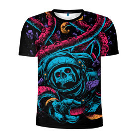 Мужская футболка 3D спортивная с принтом Космический осьминог в Новосибирске, 100% полиэстер с улучшенными характеристиками | приталенный силуэт, круглая горловина, широкие плечи, сужается к линии бедра | astro | cosmo | galaxy | kraken | octopus | space | астронавт | галактика | космонавт | космос | кракен | осьминог
