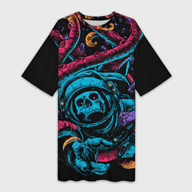 Платье-футболка 3D с принтом Космический осьминог в Новосибирске,  |  | astro | cosmo | galaxy | kraken | octopus | space | астронавт | галактика | космонавт | космос | кракен | осьминог