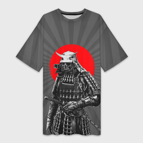 Платье-футболка 3D с принтом Мертвый самурай в Новосибирске,  |  | Тематика изображения на принте: bone | japan | samurai | skelet | skull | warrior | воин | катана | кости | меч | самурай | скелет | череп | япония