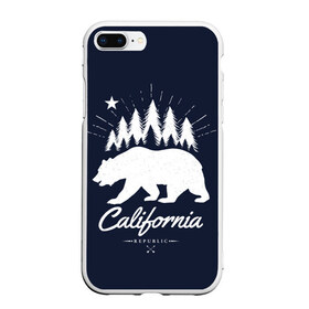 Чехол для iPhone 7Plus/8 Plus матовый с принтом California Republic в Новосибирске, Силикон | Область печати: задняя сторона чехла, без боковых панелей | Тематика изображения на принте: america | bear | california | united states | usa | америка | калифорния | медведь | сша | штаты