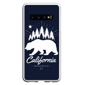 Чехол для Samsung Galaxy S10 с принтом California Republic в Новосибирске, Силикон | Область печати: задняя сторона чехла, без боковых панелей | Тематика изображения на принте: america | bear | california | united states | usa | америка | калифорния | медведь | сша | штаты