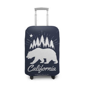 Чехол для чемодана 3D с принтом California Republic в Новосибирске, 86% полиэфир, 14% спандекс | двустороннее нанесение принта, прорези для ручек и колес | america | bear | california | united states | usa | америка | калифорния | медведь | сша | штаты