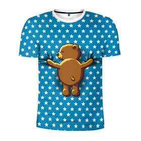 Мужская футболка 3D спортивная с принтом Медвежьи объятия в Новосибирске, 100% полиэстер с улучшенными характеристиками | приталенный силуэт, круглая горловина, широкие плечи, сужается к линии бедра | bear | beast | kid | love | teddy | toy | звезды | зверь | игрушка | любовь | медведь | мишка
