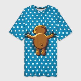 Платье-футболка 3D с принтом Медвежьи объятия в Новосибирске,  |  | bear | beast | kid | love | teddy | toy | звезды | зверь | игрушка | любовь | медведь | мишка