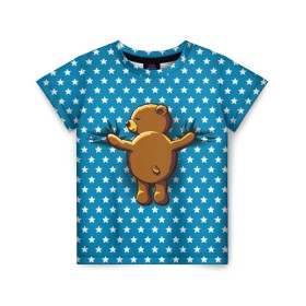 Детская футболка 3D с принтом Медвежьи объятия в Новосибирске, 100% гипоаллергенный полиэфир | прямой крой, круглый вырез горловины, длина до линии бедер, чуть спущенное плечо, ткань немного тянется | bear | beast | kid | love | teddy | toy | звезды | зверь | игрушка | любовь | медведь | мишка