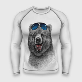 Мужской рашгард 3D с принтом Счастливый медведь в Новосибирске,  |  | Тематика изображения на принте: animal | bear | beast | fashion | funny | животное | зверь | медведь | мода | радость | счастье