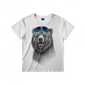 Детская футболка 3D с принтом Счастливый медведь в Новосибирске, 100% гипоаллергенный полиэфир | прямой крой, круглый вырез горловины, длина до линии бедер, чуть спущенное плечо, ткань немного тянется | animal | bear | beast | fashion | funny | животное | зверь | медведь | мода | радость | счастье