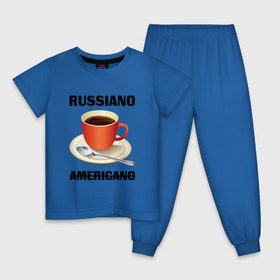 Детская пижама хлопок с принтом Руссиано в Новосибирске, 100% хлопок |  брюки и футболка прямого кроя, без карманов, на брюках мягкая резинка на поясе и по низу штанин
 | americano | russiano | американо | кофе | руссиано
