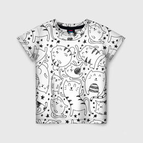 Детская футболка 3D с принтом Котейки в Новосибирске, 100% гипоаллергенный полиэфир | прямой крой, круглый вырез горловины, длина до линии бедер, чуть спущенное плечо, ткань немного тянется | cat | кот | котенок | котик | кошка | принт | рисунок