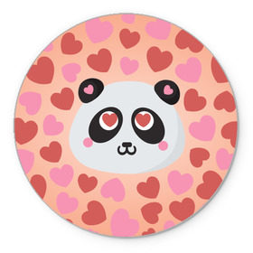 Коврик круглый с принтом Влюбленная панда в Новосибирске, резина и полиэстер | круглая форма, изображение наносится на всю лицевую часть | любовь | панда | сердце