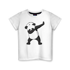 Детская футболка хлопок с принтом Panda dab в Новосибирске, 100% хлопок | круглый вырез горловины, полуприлегающий силуэт, длина до линии бедер | дэб | панда