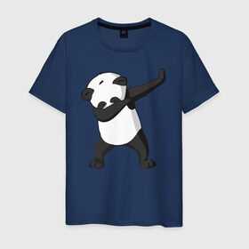 Мужская футболка хлопок с принтом Panda dab в Новосибирске, 100% хлопок | прямой крой, круглый вырез горловины, длина до линии бедер, слегка спущенное плечо. | дэб | панда