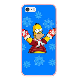Чехол для iPhone 5/5S матовый с принтом Симпсоны новогодние 2 в Новосибирске, Силикон | Область печати: задняя сторона чехла, без боковых панелей | simpsons | барт | барт симпсон | гомер | гомер симпсон | новый год | симпсоны | снег | снежинки