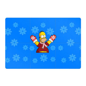 Магнитный плакат 3Х2 с принтом Симпсоны новогодние 2 в Новосибирске, Полимерный материал с магнитным слоем | 6 деталей размером 9*9 см | Тематика изображения на принте: simpsons | барт | барт симпсон | гомер | гомер симпсон | новый год | симпсоны | снег | снежинки