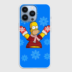 Чехол для iPhone 13 Pro с принтом Симпсоны новогодние 2 в Новосибирске,  |  | simpsons | барт | барт симпсон | гомер | гомер симпсон | новый год | симпсоны | снег | снежинки