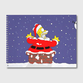 Альбом для рисования с принтом Симпсоны новогодние 4 в Новосибирске, 100% бумага
 | матовая бумага, плотность 200 мг. | simpsons | барт | барт симпсон | гомер | гомер симпсон | новый год | симпсоны | снег | снежинки