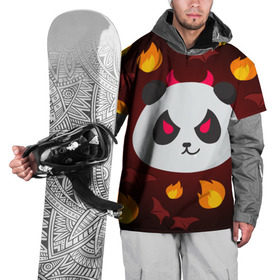 Накидка на куртку 3D с принтом Панда дьяволенок в Новосибирске, 100% полиэстер |  | дьяволенок | красный | крылья | огонь | панда | рога