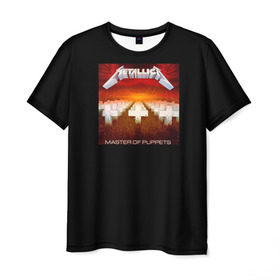 Мужская футболка 3D с принтом Metallica 2 в Новосибирске, 100% полиэфир | прямой крой, круглый вырез горловины, длина до линии бедер | hetfield | master | metallica | mustaine | newsted | puppets | trujillo | ulrich | мастейн | металика | металл | металлика | ньюстед | рок | трухильо | ульрих | хэтфилд