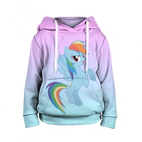 Детская толстовка 3D с принтом Rainbowdash в Новосибирске, 100% полиэстер | двухслойный капюшон со шнурком для регулировки, мягкие манжеты на рукавах и по низу толстовки, спереди карман-кенгуру с мягким внутренним слоем | mlp | pony | rainbowdash | raindbow dash | пони