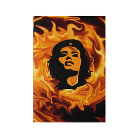 Обложка для паспорта матовая кожа с принтом Revolutionary girl в Новосибирске, натуральная матовая кожа | размер 19,3 х 13,7 см; прозрачные пластиковые крепления | Тематика изображения на принте: звезда | огонь | патриотизм | пламя | революционер | революция | россия | че гевара