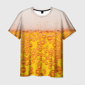 Мужская футболка 3D с принтом Пивная тема в Новосибирске, 100% полиэфир | прямой крой, круглый вырез горловины, длина до линии бедер | пена | прикол | пузырьки