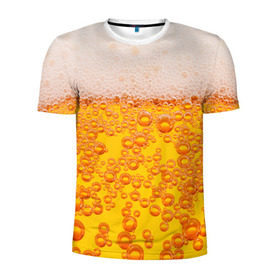 Мужская футболка 3D спортивная с принтом Пивная тема в Новосибирске, 100% полиэстер с улучшенными характеристиками | приталенный силуэт, круглая горловина, широкие плечи, сужается к линии бедра | Тематика изображения на принте: пена | прикол | пузырьки