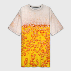Платье-футболка 3D с принтом Пивная тема в Новосибирске,  |  | пена | прикол | пузырьки