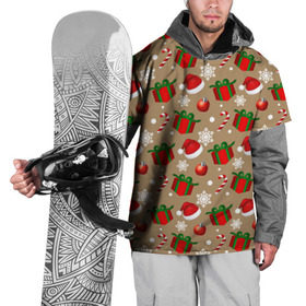 Накидка на куртку 3D с принтом Рождество в Новосибирске, 100% полиэстер |  | дед мороз | леденец | новый год | рождество | снежинки