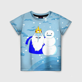 Детская футболка 3D с принтом Ice King New Year в Новосибирске, 100% гипоаллергенный полиэфир | прямой крой, круглый вырез горловины, длина до линии бедер, чуть спущенное плечо, ткань немного тянется | Тематика изображения на принте: 