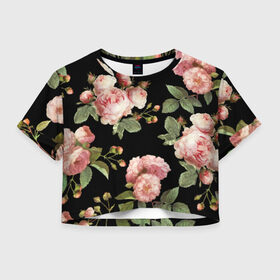 Женская футболка 3D укороченная с принтом Twenty One Pilots, розы как у Тайлера в Новосибирске, 100% полиэстер | круглая горловина, длина футболки до линии талии, рукава с отворотами | 21 пилотс | twentyonepilots | розы как у тайлера