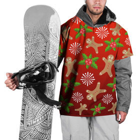 Накидка на куртку 3D с принтом Новогодний узор в Новосибирске, 100% полиэстер |  | Тематика изображения на принте: новогодний узор | новый год | омела | пряничный человечек | снежинка | узор