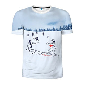 Мужская футболка 3D спортивная с принтом Шерегеш в Новосибирске, 100% полиэстер с улучшенными характеристиками | приталенный силуэт, круглая горловина, широкие плечи, сужается к линии бедра | Тематика изображения на принте: gesh | геш | лыжи | лыжник | сноуборд | шерегеш | шершавель