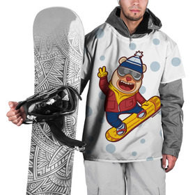 Накидка на куртку 3D с принтом Мишка сноубордист в Новосибирске, 100% полиэстер |  | extreme | snowboard | медведь | мишка | сноуборд | экстрим