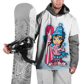 Накидка на куртку 3D с принтом Snowboard girl 3 в Новосибирске, 100% полиэстер |  | Тематика изображения на принте: extreme | girl | snowboard | девушка | сноуборд | экстрим