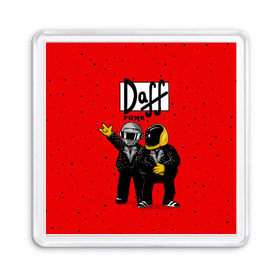 Магнит 55*55 с принтом Daff Punk в Новосибирске, Пластик | Размер: 65*65 мм; Размер печати: 55*55 мм | donut | homer | music | simpson | барт | гомер | музыка | пончик | симпсон
